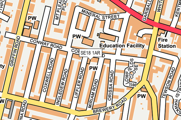SE18 1AR map - OS OpenMap – Local (Ordnance Survey)