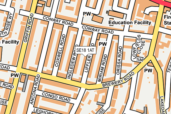SE18 1AT map - OS OpenMap – Local (Ordnance Survey)