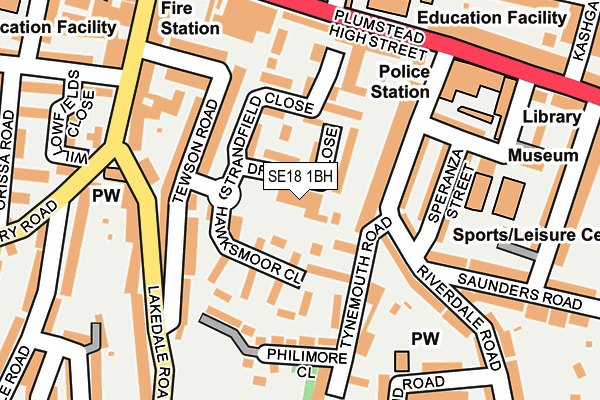 SE18 1BH map - OS OpenMap – Local (Ordnance Survey)