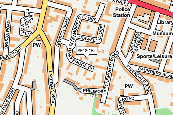 SE18 1BJ map - OS OpenMap – Local (Ordnance Survey)