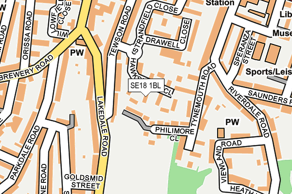 SE18 1BL map - OS OpenMap – Local (Ordnance Survey)