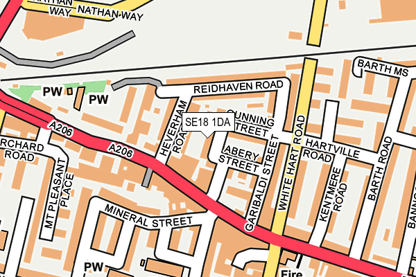 SE18 1DA map - OS OpenMap – Local (Ordnance Survey)
