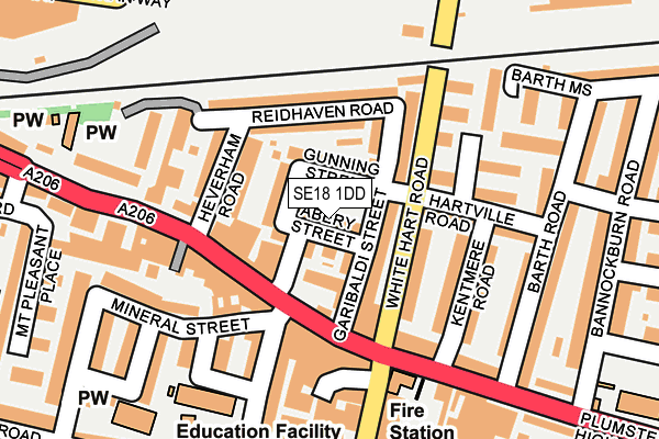 SE18 1DD map - OS OpenMap – Local (Ordnance Survey)