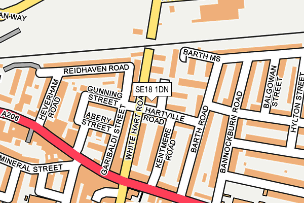 SE18 1DN map - OS OpenMap – Local (Ordnance Survey)