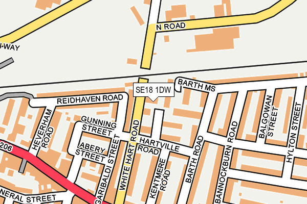SE18 1DW map - OS OpenMap – Local (Ordnance Survey)