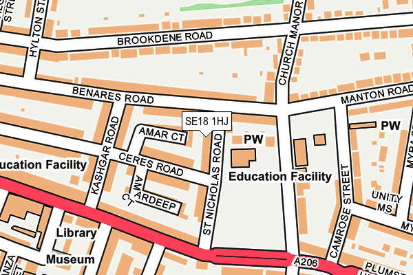 SE18 1HJ map - OS OpenMap – Local (Ordnance Survey)