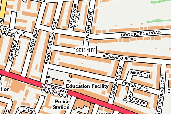 SE18 1HY map - OS OpenMap – Local (Ordnance Survey)