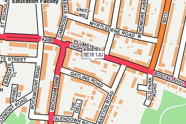 SE18 1JU map - OS OpenMap – Local (Ordnance Survey)