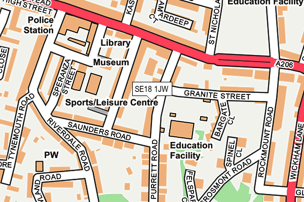 SE18 1JW map - OS OpenMap – Local (Ordnance Survey)