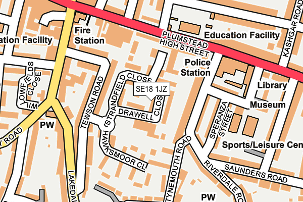 SE18 1JZ map - OS OpenMap – Local (Ordnance Survey)