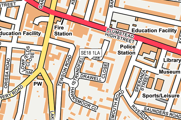 SE18 1LA map - OS OpenMap – Local (Ordnance Survey)