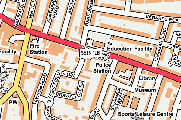 SE18 1LB map - OS OpenMap – Local (Ordnance Survey)