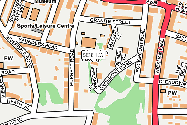 SE18 1LW map - OS OpenMap – Local (Ordnance Survey)