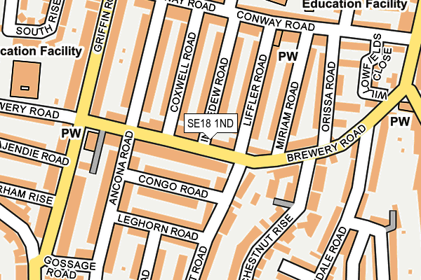 SE18 1ND map - OS OpenMap – Local (Ordnance Survey)