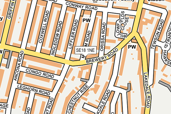SE18 1NE map - OS OpenMap – Local (Ordnance Survey)