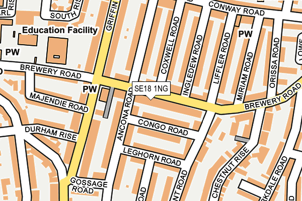 SE18 1NG map - OS OpenMap – Local (Ordnance Survey)