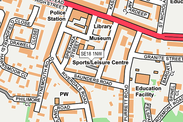 SE18 1NW map - OS OpenMap – Local (Ordnance Survey)