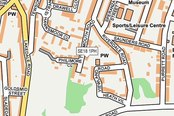 SE18 1PH map - OS OpenMap – Local (Ordnance Survey)