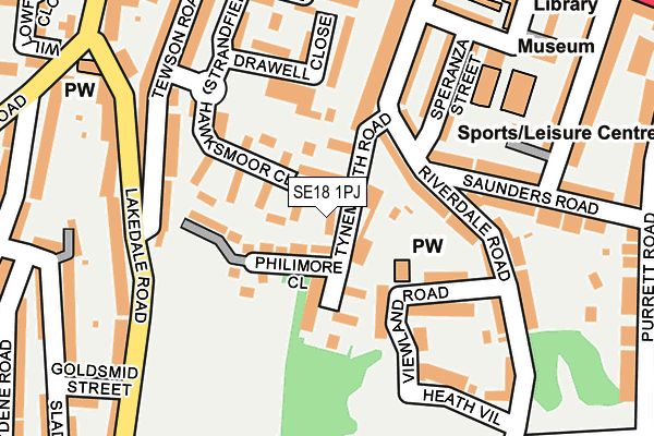 SE18 1PJ map - OS OpenMap – Local (Ordnance Survey)