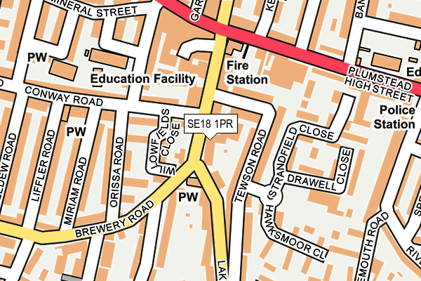 SE18 1PR map - OS OpenMap – Local (Ordnance Survey)