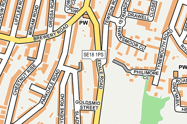 SE18 1PS map - OS OpenMap – Local (Ordnance Survey)