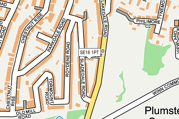 SE18 1PT map - OS OpenMap – Local (Ordnance Survey)