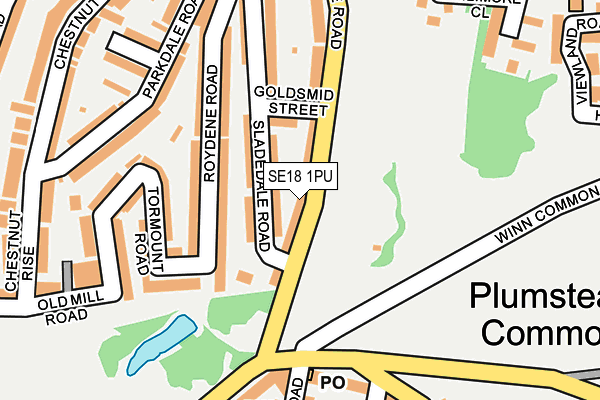 SE18 1PU map - OS OpenMap – Local (Ordnance Survey)