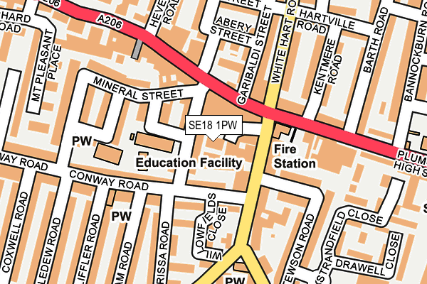 SE18 1PW map - OS OpenMap – Local (Ordnance Survey)