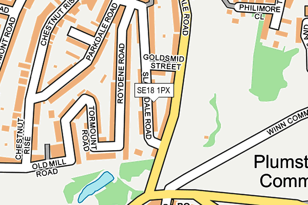 SE18 1PX map - OS OpenMap – Local (Ordnance Survey)
