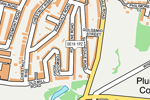 SE18 1PZ map - OS OpenMap – Local (Ordnance Survey)