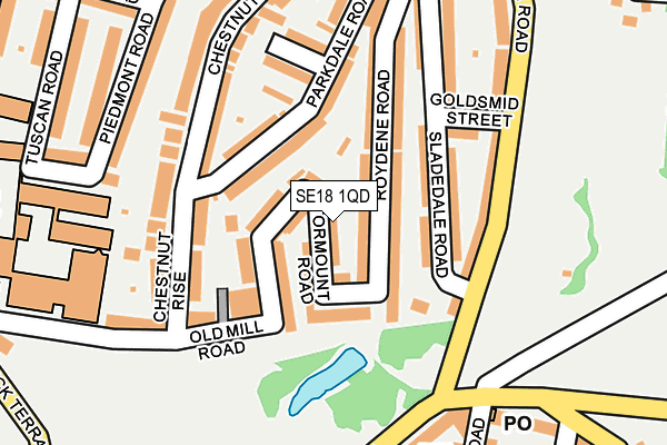 SE18 1QD map - OS OpenMap – Local (Ordnance Survey)