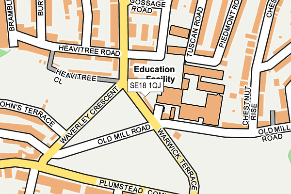 SE18 1QJ map - OS OpenMap – Local (Ordnance Survey)