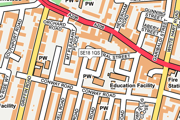 SE18 1QS map - OS OpenMap – Local (Ordnance Survey)