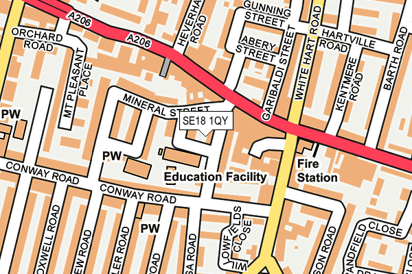 SE18 1QY map - OS OpenMap – Local (Ordnance Survey)