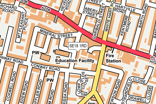 SE18 1RD map - OS OpenMap – Local (Ordnance Survey)