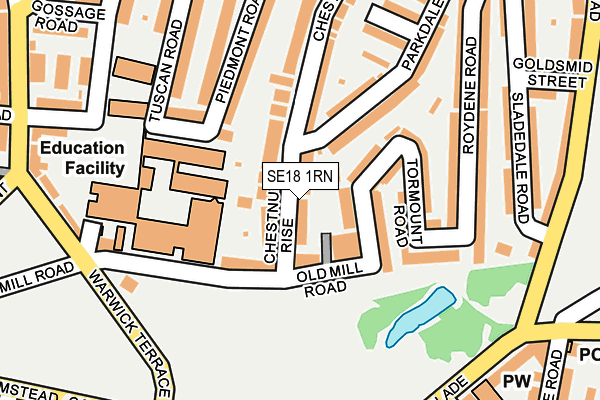 SE18 1RN map - OS OpenMap – Local (Ordnance Survey)