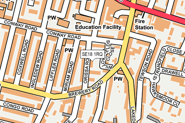 SE18 1RQ map - OS OpenMap – Local (Ordnance Survey)