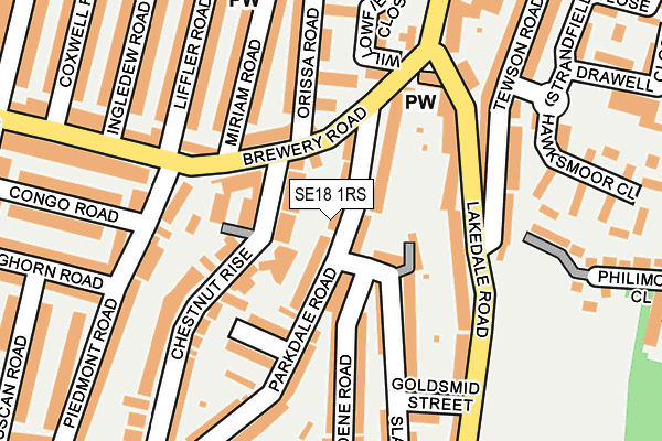 SE18 1RS map - OS OpenMap – Local (Ordnance Survey)