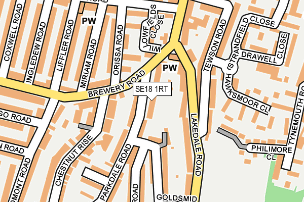 SE18 1RT map - OS OpenMap – Local (Ordnance Survey)
