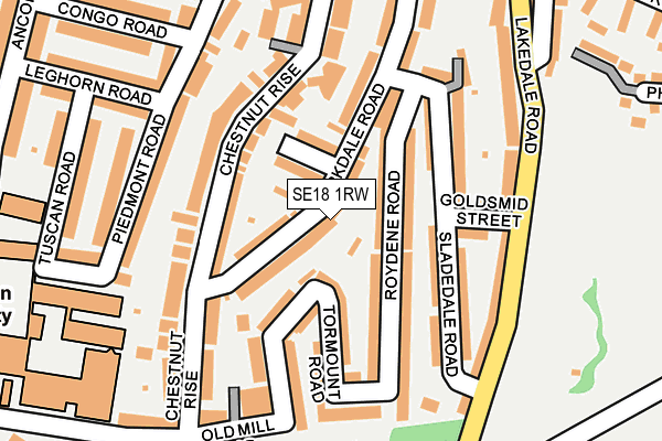 SE18 1RW map - OS OpenMap – Local (Ordnance Survey)