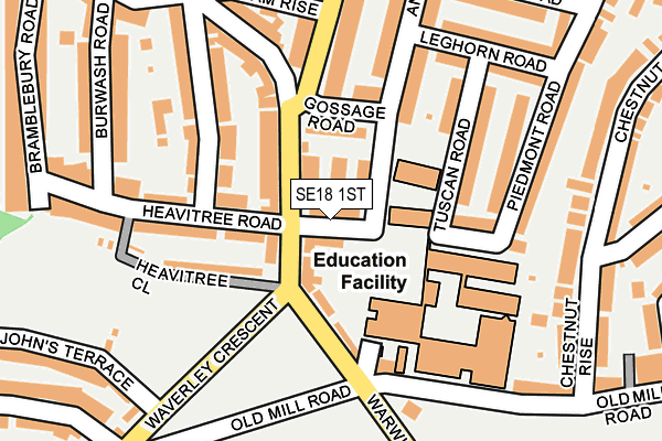 SE18 1ST map - OS OpenMap – Local (Ordnance Survey)