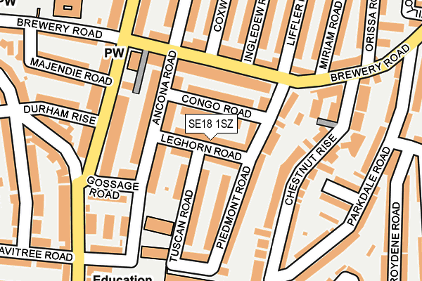SE18 1SZ map - OS OpenMap – Local (Ordnance Survey)