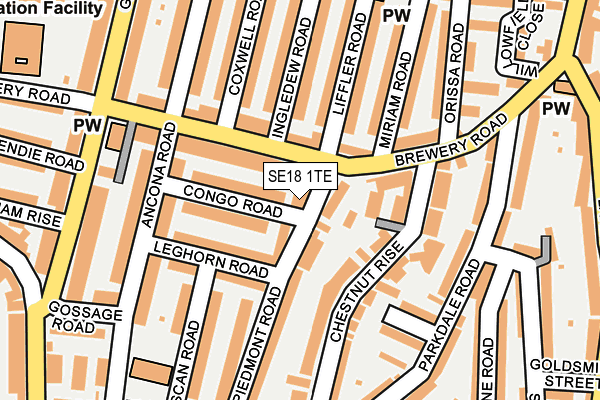 SE18 1TE map - OS OpenMap – Local (Ordnance Survey)