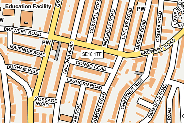 SE18 1TF map - OS OpenMap – Local (Ordnance Survey)