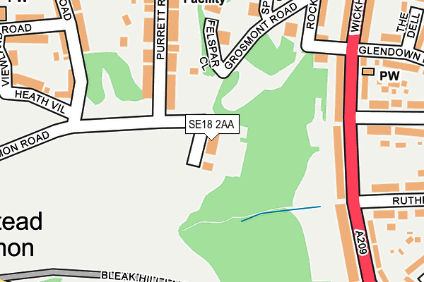 SE18 2AA map - OS OpenMap – Local (Ordnance Survey)