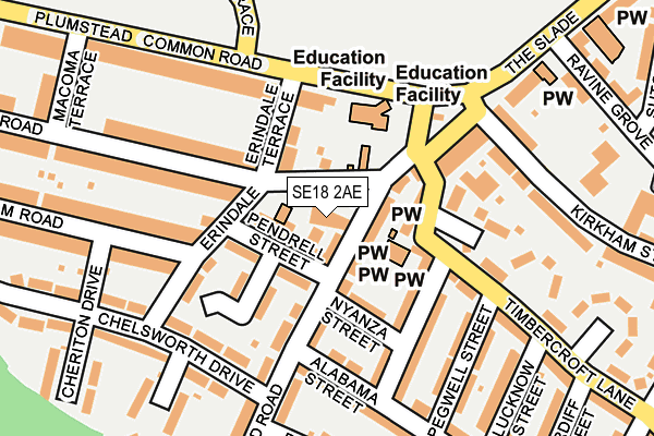 SE18 2AE map - OS OpenMap – Local (Ordnance Survey)