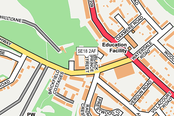 SE18 2AF map - OS OpenMap – Local (Ordnance Survey)