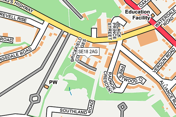 SE18 2AG map - OS OpenMap – Local (Ordnance Survey)