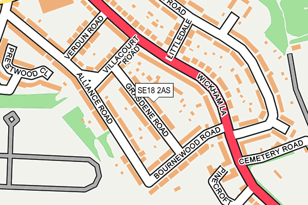 SE18 2AS map - OS OpenMap – Local (Ordnance Survey)