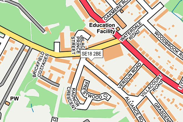 SE18 2BE map - OS OpenMap – Local (Ordnance Survey)